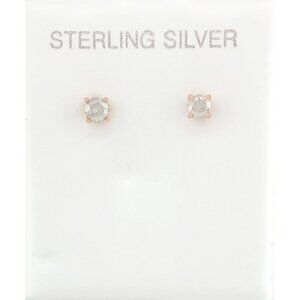 Genuine 0.40 Cts Diamond Stud Earrings .925 Silver (Rose)